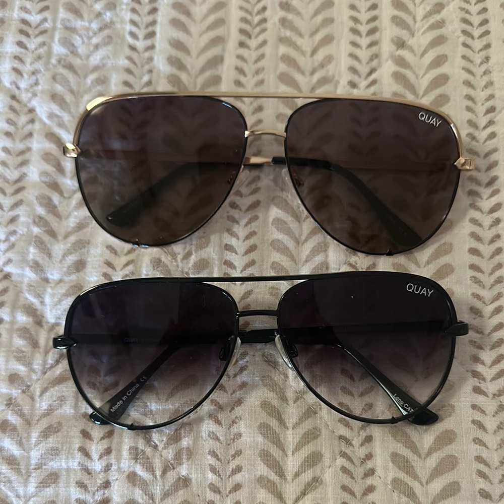 Quay Australia Aviator Sunglasses Set - Gold and Black